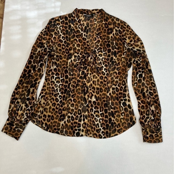 Express Tops - Express long sleeve cheetah print shirt or blouse size M